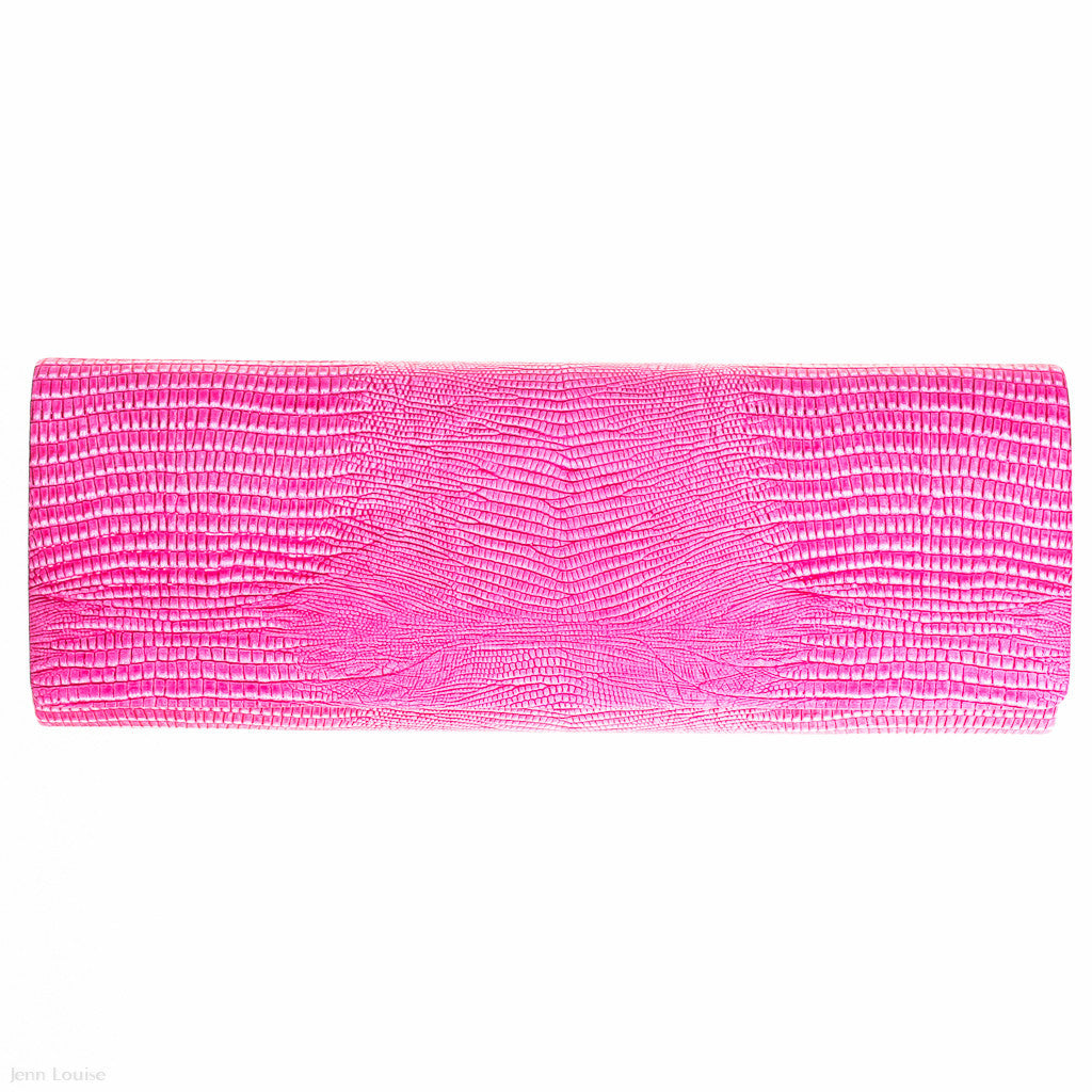 Mock Alligator Clutch (Pink)