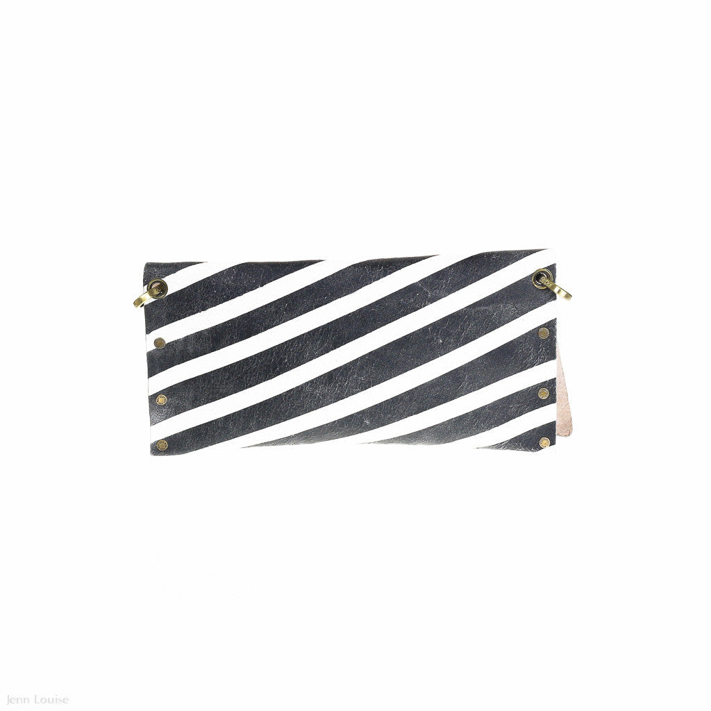 Leather Cross Clutch (Black/White)